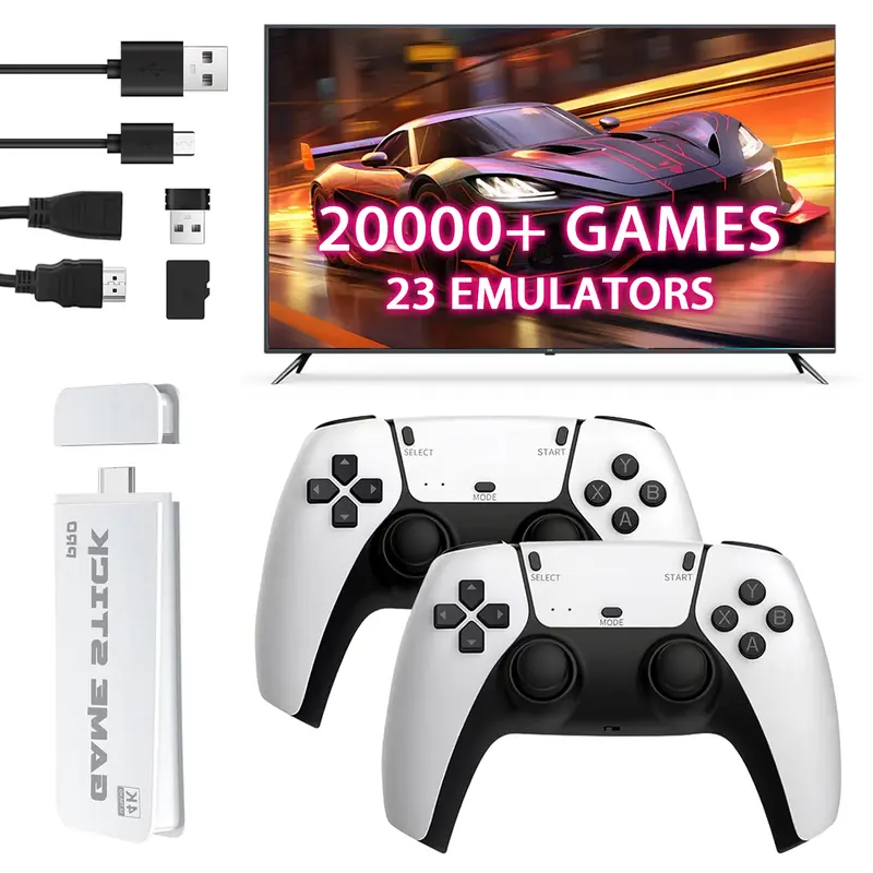 NEW Upgraded Retro M15 Game Stick with 20K Games 23 Emulators 4K HDMI Output Plug and Play Wireless Controller for TV Monitor Video Gamepad Console
