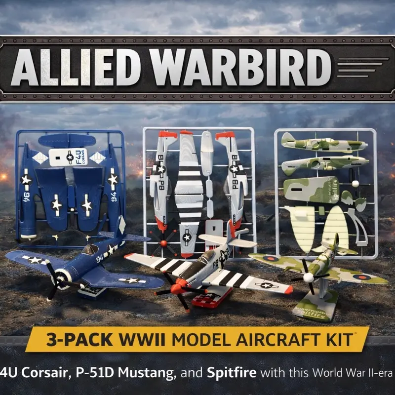 Allied Warbird Series – 3-Pack WWII Model Airplane Kit Cards