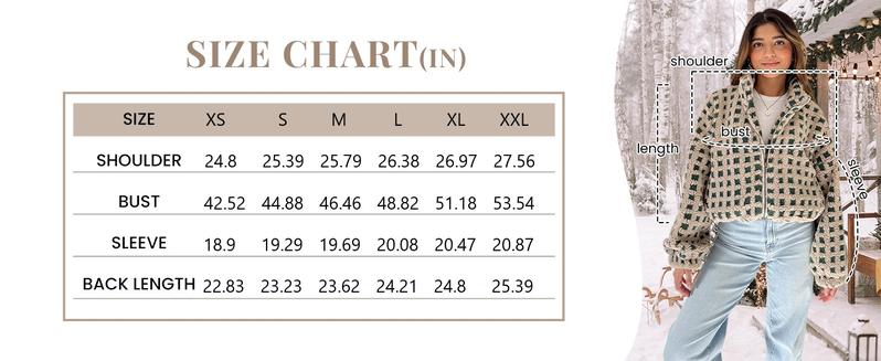 UANEO Women’s Long Sleeve Cropped Sherpa Fleece Plaid Jacket Casual Chunky Teddy Fleece Outerwear UANEO Women’s Long Sleeve Cropped Sherpa Fleece Plaid Jacket Casual Chunky Teddy Fleece Outerwear