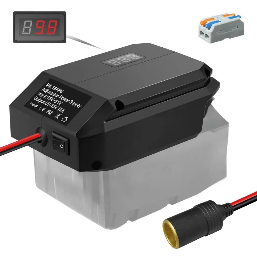 cigarette lighter voltage regulator 18V to 12V Step-Down Converter for Milwaukee for M18 18V Battery, DC 5V-13V  Adjustable