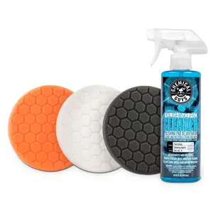 CHEMICAL GUYS Hex-Logic Buffing Pad Sampler Kit – Cutting, Polishing & Finishing Pads for DA Polishers | Restores Paint Clarity & Removes Swirls | Includes Polishing Pad Cleaner | Foam Pads for Car Paint Correction, Waxing & Detailing, Cleaning