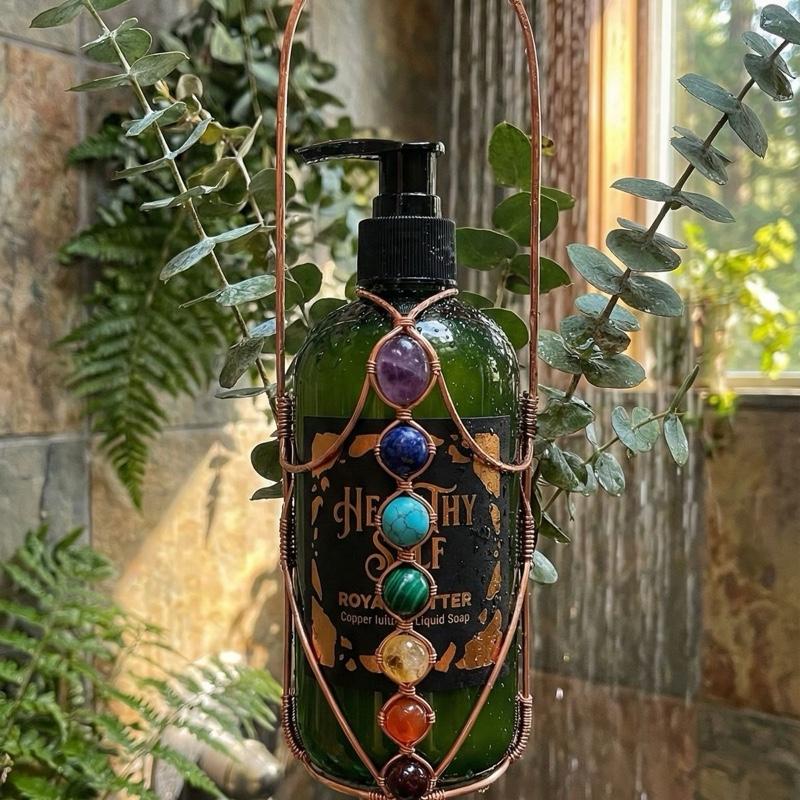 Handmade Wire Wrapped Soap Dispenser with soap  Multicolor Gems for Decorative and Functional Use