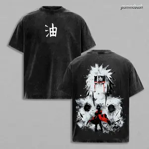 Retro Heavy Limited Legendary Sannin Jiraiya - Naruto Anime Double Printed Vintage Washed Tee Unisex Oversize Anime Manga Washed Heavyweight Cotton T-shirt, Gift For Anime Fan Lover