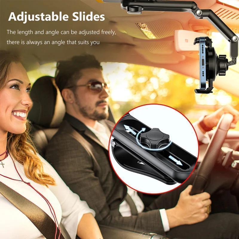 IMOLI 1080° Rotatable Sun Visor Car Phone Holder, Three Nodes Adjustable, Universal Cell Phone Holder, Multi-functional, Doesn't Block View, Practical Cell Phone Holder, Car Accessories