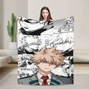 Anime Katsuki Bakugo Theme Super Soft Flannel Fleece Throw Blanket - All-Season Blanket For Couch, Bed, Sofa & Outdoor Use