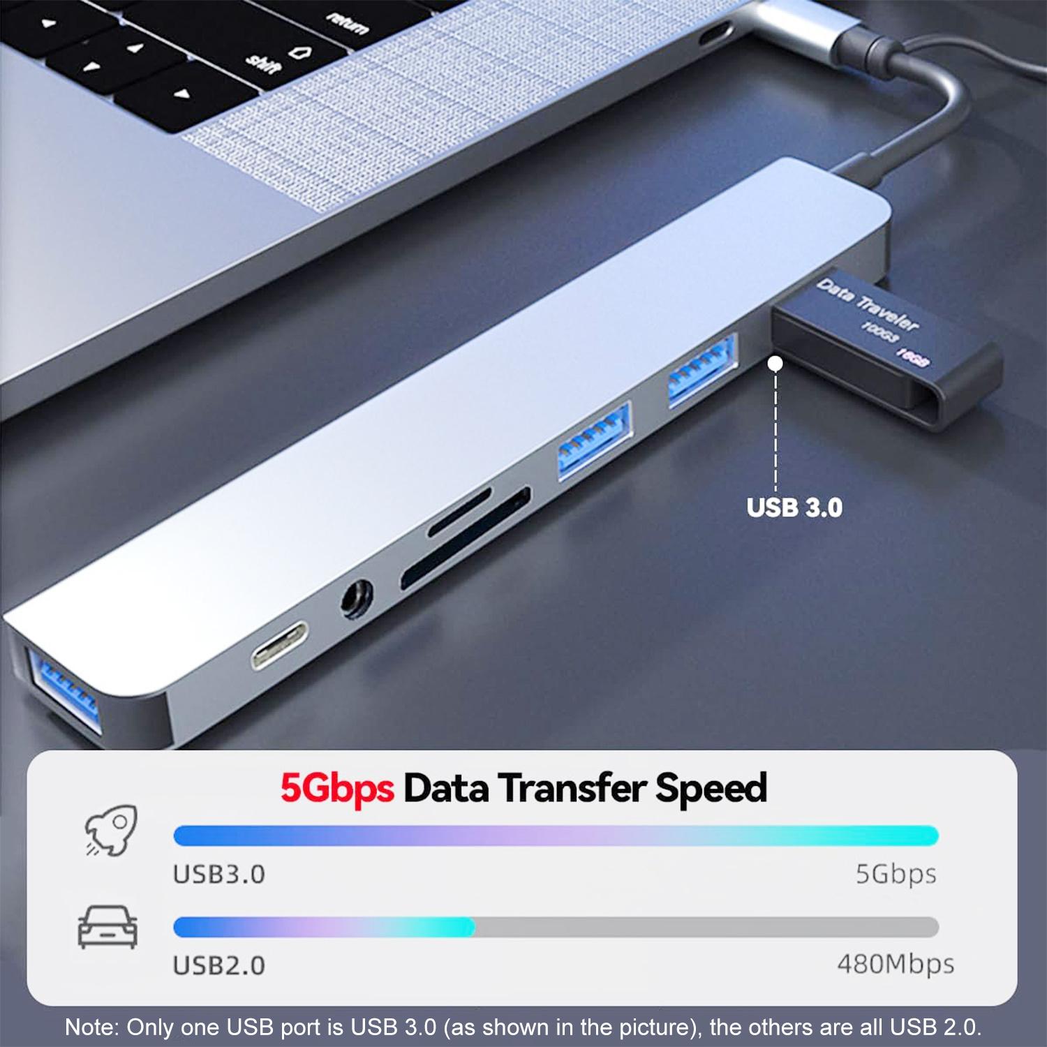 USB C Hub, 8 in 1 USB C to Multiport Adapter, 3 USB 3.0 Ports, SD/TF Card Reader, 100W PD, Desigend for PC/Laptops/MacBook Pro/Air/iMac/iPad and More Devices US Delivery