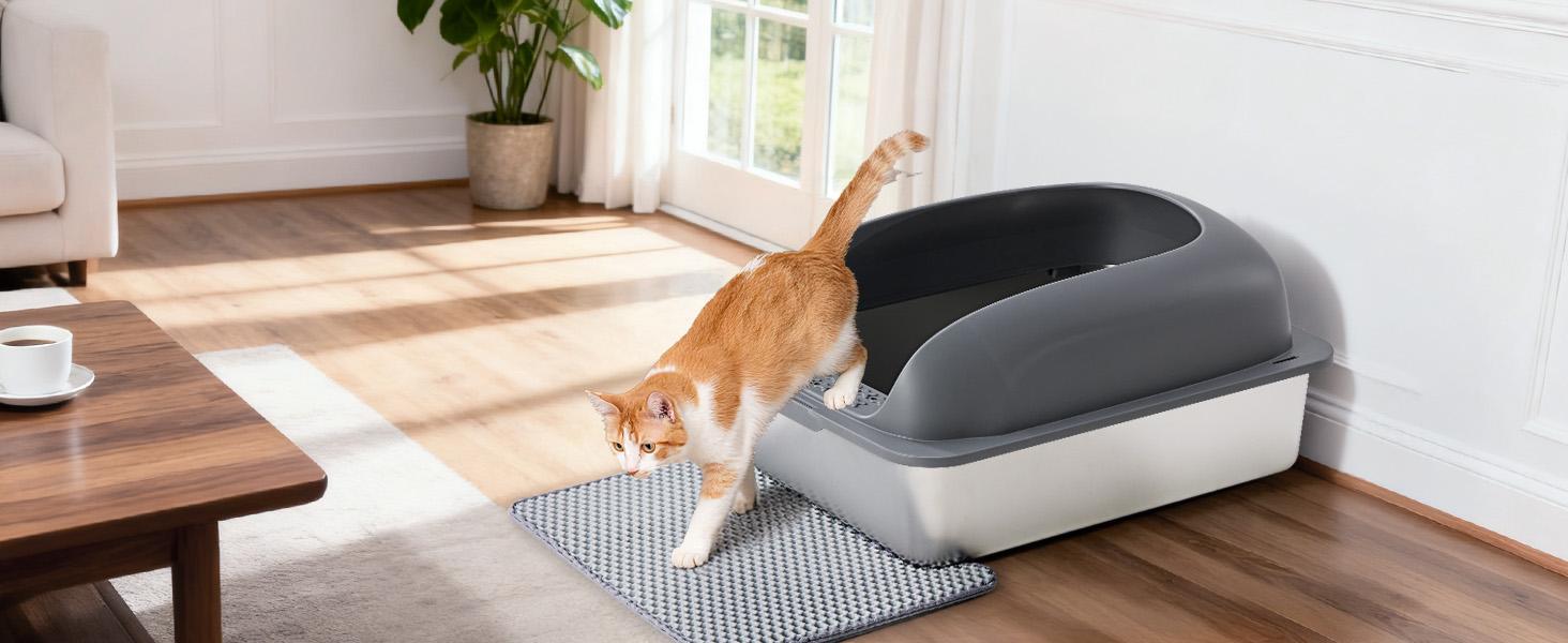 【Upgrade】Large Foldable Enclosed Cat Litter Box with Lid Drawer Easy to Clean Semi-Enclosed Design for Privacy and Odor Control