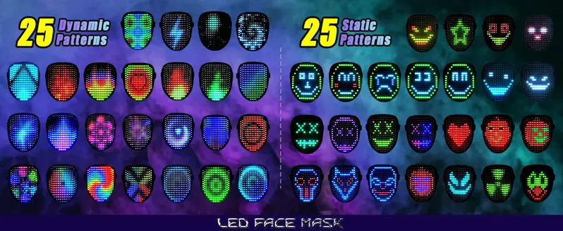 WESTDEER 2026 Halloween LED Skull Horror Mask for Adult - 50 Color-Changing Modes, Gesture-Activated Lights, Glow Effect, Halloween Decorations, Creepy Roleplay Costume Accessory, Ideal Anniversary Gift