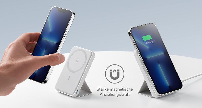 [Limited Offer]Anker 622 Magnetic Battery MagGo, 5,000mAh Foldable Wireless Power Bank with Stand and USB-C Port, Compatible for iPhone 16/15/14/13/12