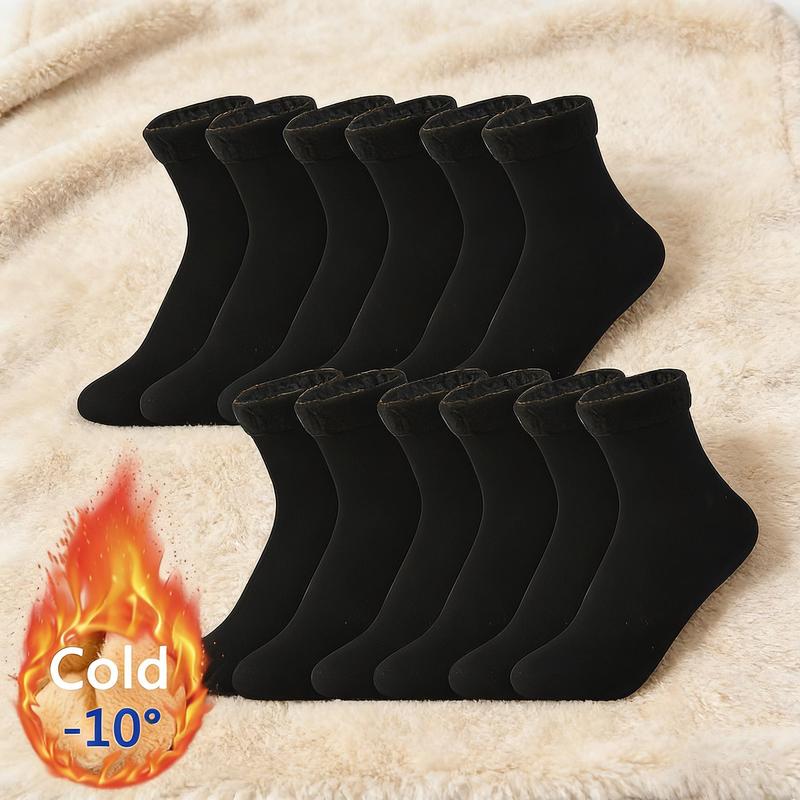 5 Pairs Autumn Winter Socks for Women Thickened Fleece Lined Cold-Proof Warm Self-Heating Snow Socks Unisex Floor Socks Mid-Calf Socks