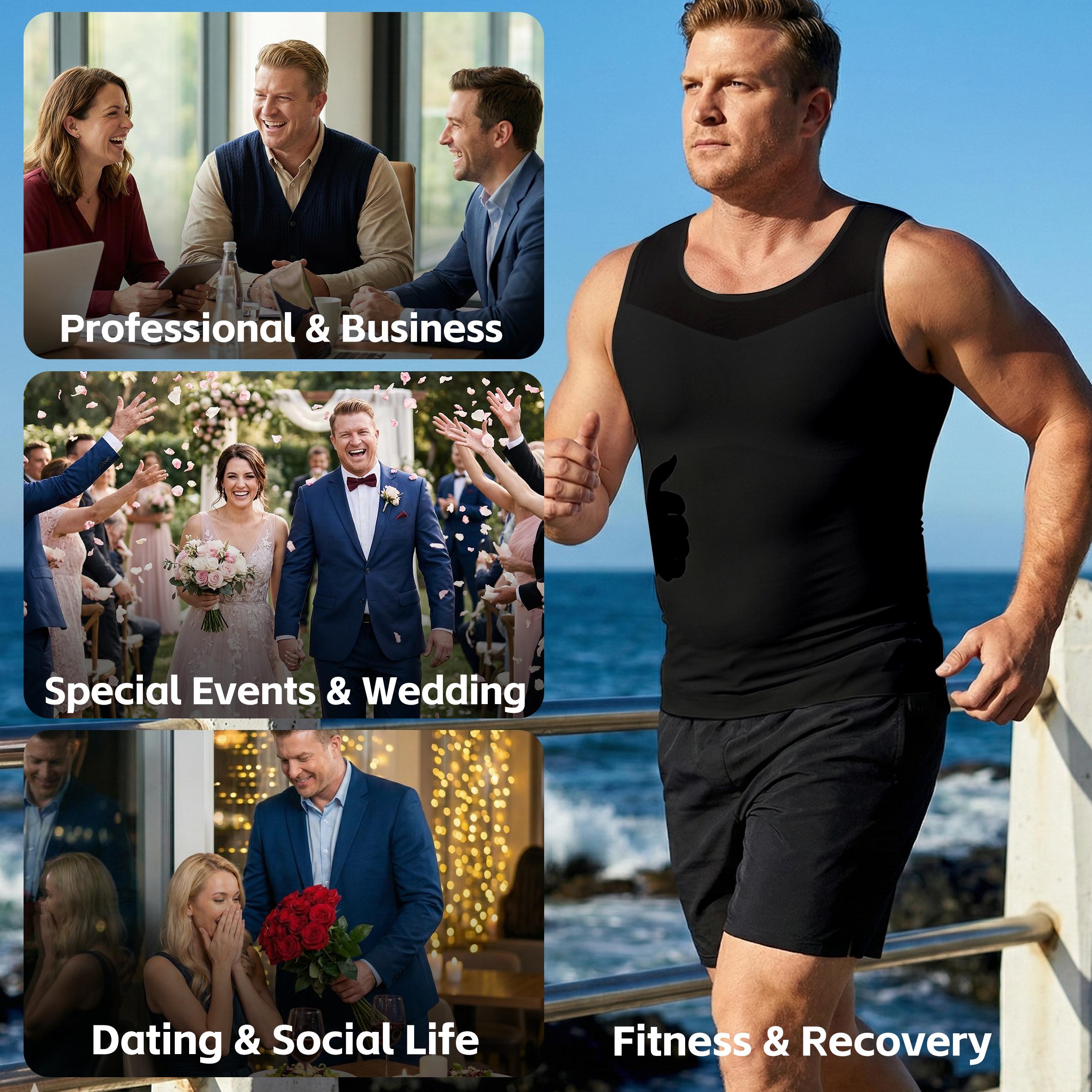 【ruflum】Men Compression Shapewear Tank Top Seamless Undershirts Bionic Targeted Tummy Control Eliminate Gynecomastia X-Shape Back Stretch Posture Correction Breathable Mesh Fabric Basic Menswear for Special Events Business Dating Sports Gym, Holiday Gift 【ruflum】Men Compression Shapewear Tank Top Seamless Undershirts Bionic Targeted Tummy Control Eliminate Gynecomastia X-Shape Back Stretch Posture Correction Breathable Mesh Fabric Basic Menswear for Special Events Business Dating Sports Gym, Holiday Gift