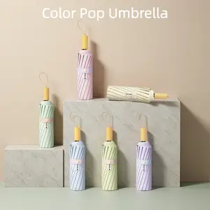 Color Pop Fiberglass Folding Rain and Sun Umbrella, Bright Contrast Stained Glass Sky Light Design, Auto-Open Compact Lightweight Waterproof Stormproof Inverted Umbrella for Everyday Use, Travel