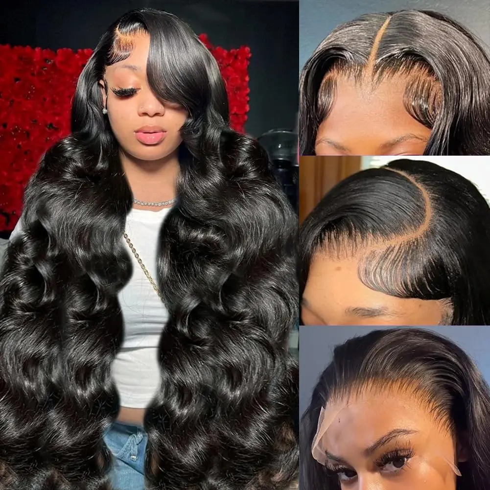 GK Body Wave Lace Front Wigs Human Hair 180 Density Real Human Wig 13x6 Lace Front Wigs Human Hair Pre Plucked Tangle-Free Natural Black for Women #SummerVibe