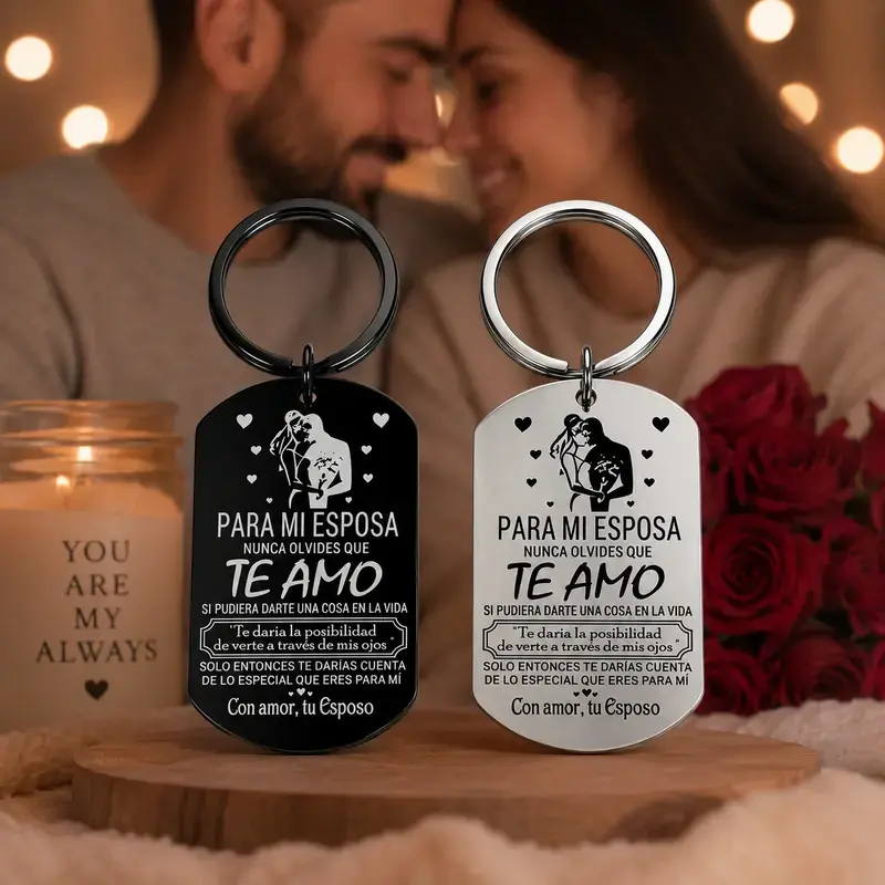 Stainless Steel Romantic Keychain for Wife - Husband-to-Wife 50x28mm Smooth Finish Keepsake, Anniversary/Birthday Gift, Anniversary Gift