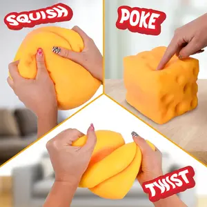 Cheese Block - Yellow Moldable Fidget Toy with Squeeze Feature Ideal for Play and Relaxation Soft Texture