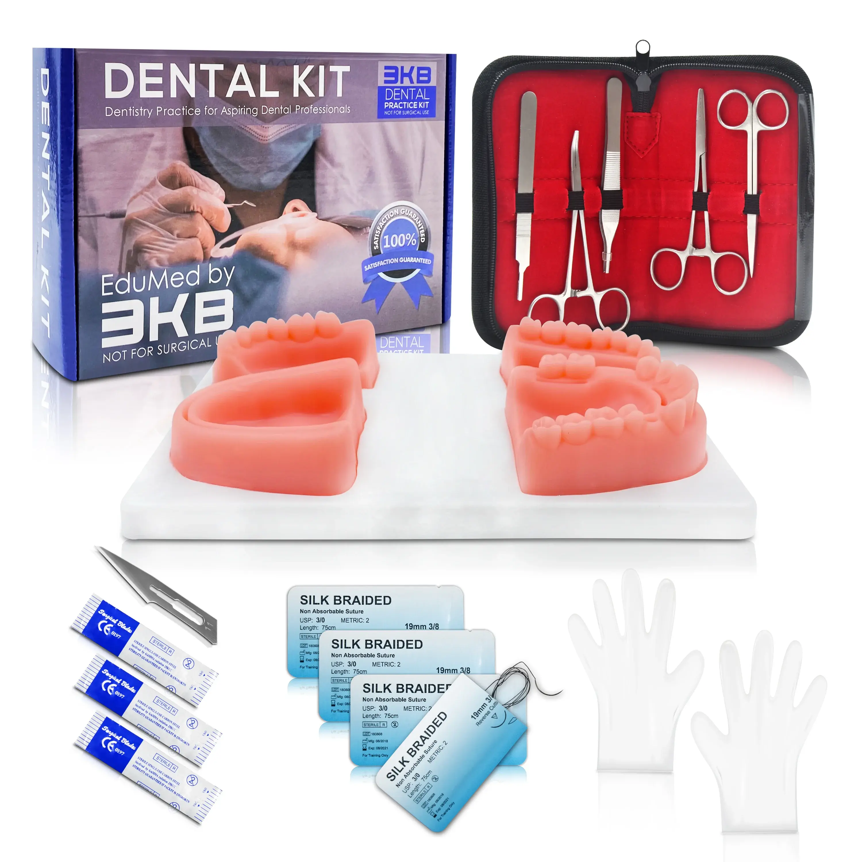 EduMed Dental Practice Suture Kit with Tools, Complete Training Kit for Dental & Surgical Skill Development