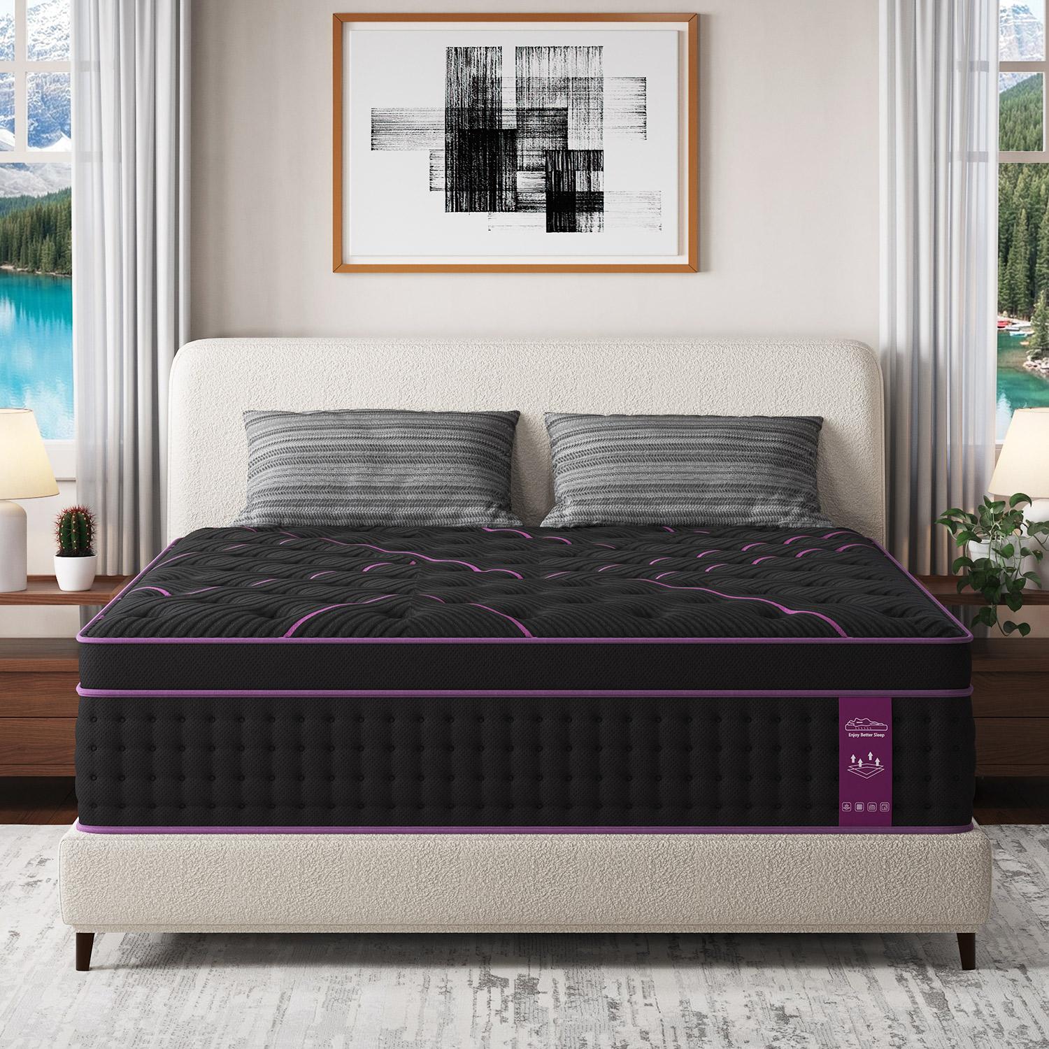 12/14 Inch Gel Memory Foam Mattress Hybrid Pocket Spring Twin Full Queen King Bed Mattress In A Box, Euro Top Medium Firm For Back & Lumbar Support, Individual Pocket Spring Bed For Motion Isolation & Fiberglass Free