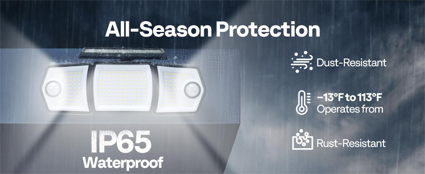 VIVOHOME Linkable Solar Flood Lights Outdoor, 2 Adjustable Motion Sensors Security Lights with 3 Heads, 2500LM, IP65 Waterproof, Solar Powered for Outside, Yard, Porch, Patio