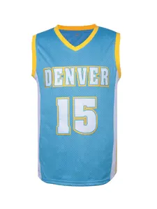 Men's Basketball Jersey #15 Light Blue Mesh Breathable Quick-Dry Polyester Summer T-Shirt for Sports & Leisure