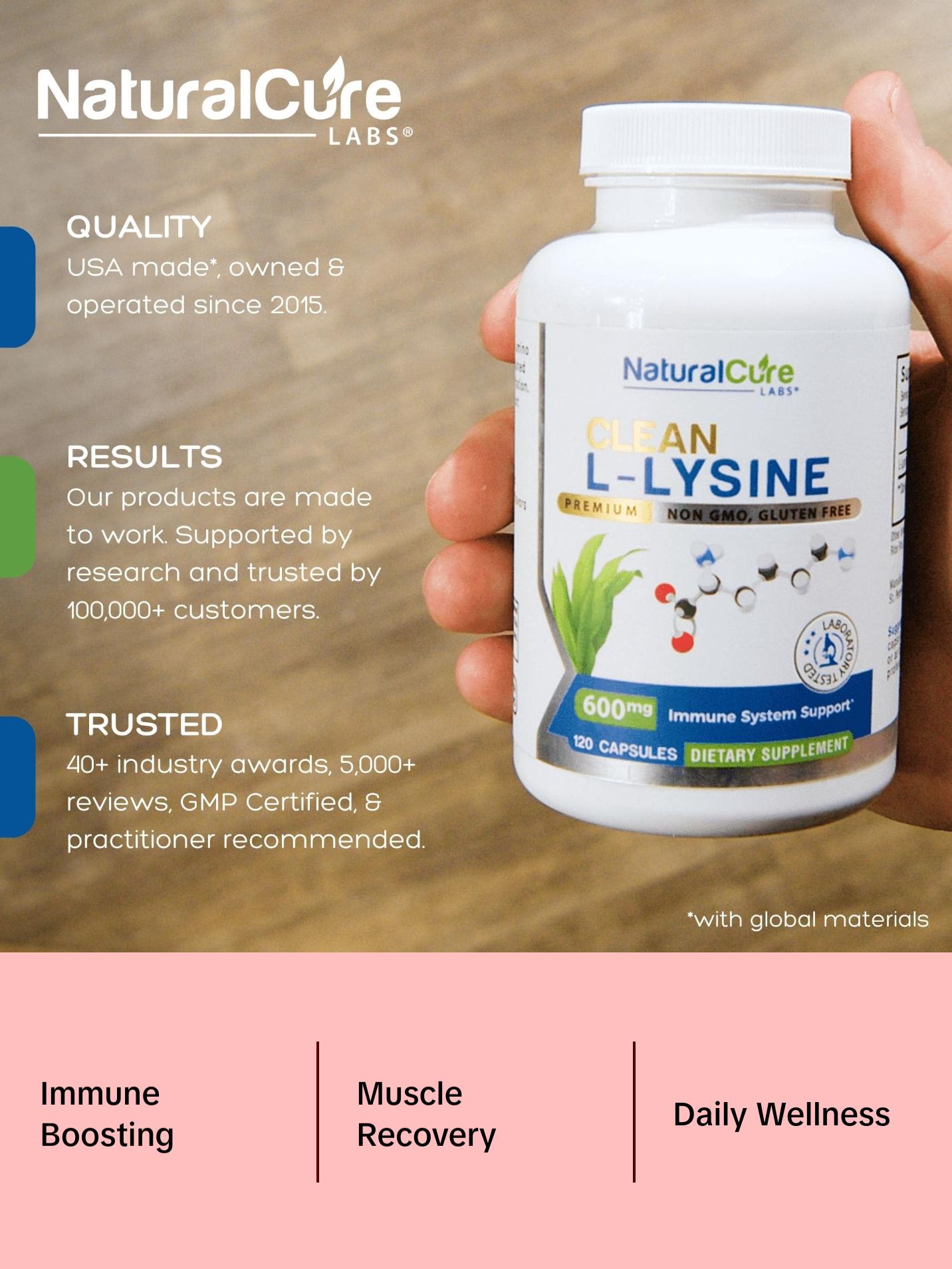 2 Bottle Combo : Clean L-Lysine & Premium Immune Support - Trusted Support for Energy, Immunity, and Recovery