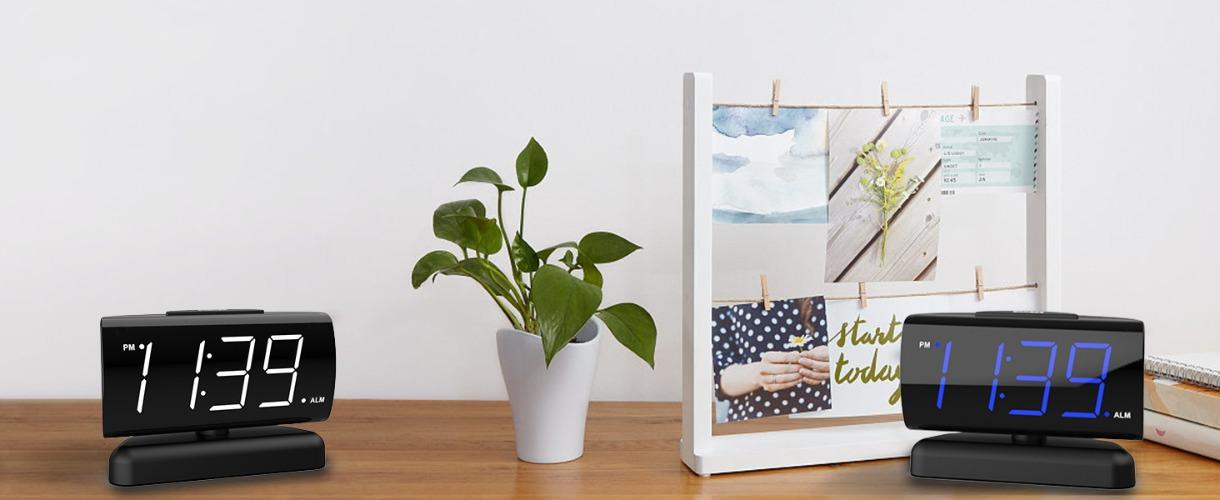 MANY Jombo 1.8-Inch LED Digital Clock with 90° Rotation - Red Display Screen, Adjustable Angle, Modern Desk Alarm Clock