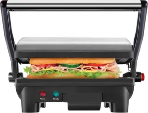 Electric Panini Press Grill 2-Slice Sandwich Maker Non-Stick 180 Degree Opening Indoor Griddle Gourmet Toaster Removable Drip Tray Easy Clean Kitchen Appliance Essentials for Dorm Home Breakfast Cooking