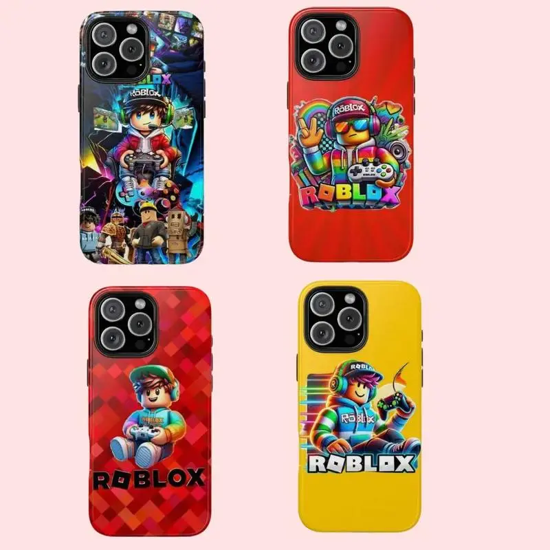 Custom Roblox Pixel Art Gamer Aesthetic Phone Case - Gloss Finish, Impact-Resistant Vibrant Polycarbonate-Rubber Casing with Resistance & Protection, Shock-Resistant Heavy-Duty Accessory for iPhone 1-17 Pro Max Plus