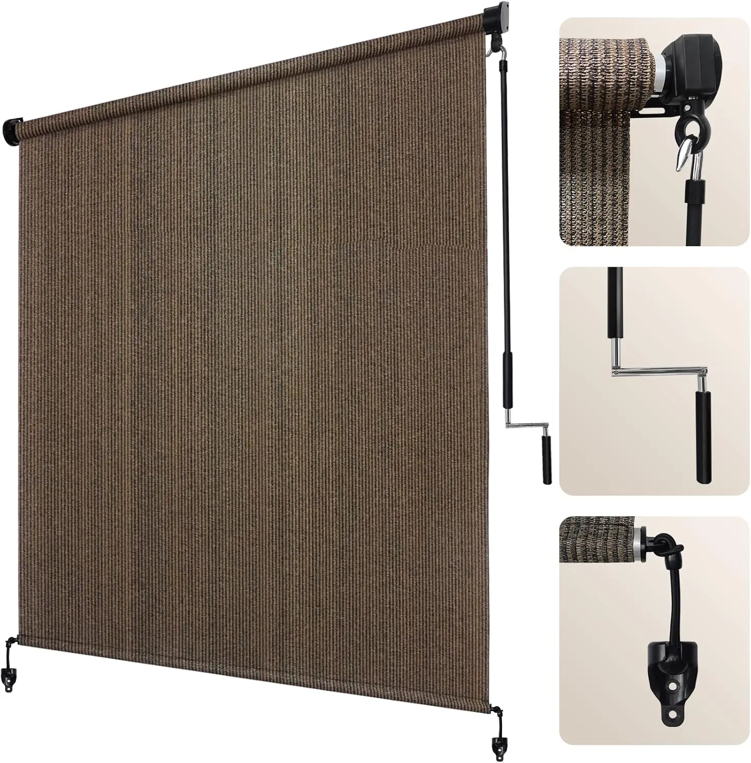 Artpuch Outdoor Roller Shade with Splicing Design, Wand-Operated Anti-UV Privacy Shade, Cordless Roll Up Outdoor Blinds for Porch, Patio Pergola, Cordless Blinds,dealsforyou,summerwins,midyearsale,restock,dealsforyoudays,DFYD