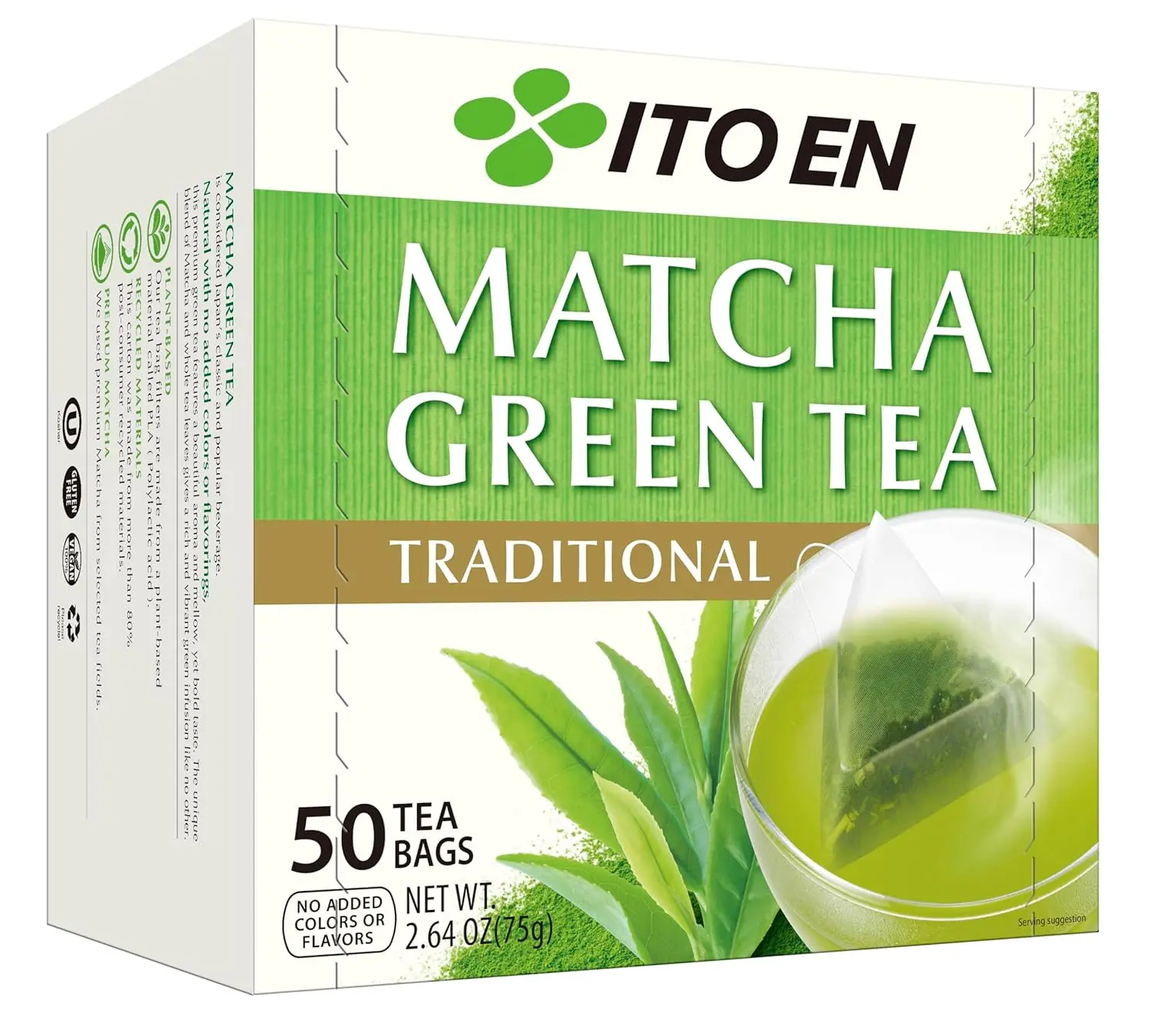 Ito En Traditional Matcha Green Tea Beverage, 50-Count, 0 Calories, Caffeinated