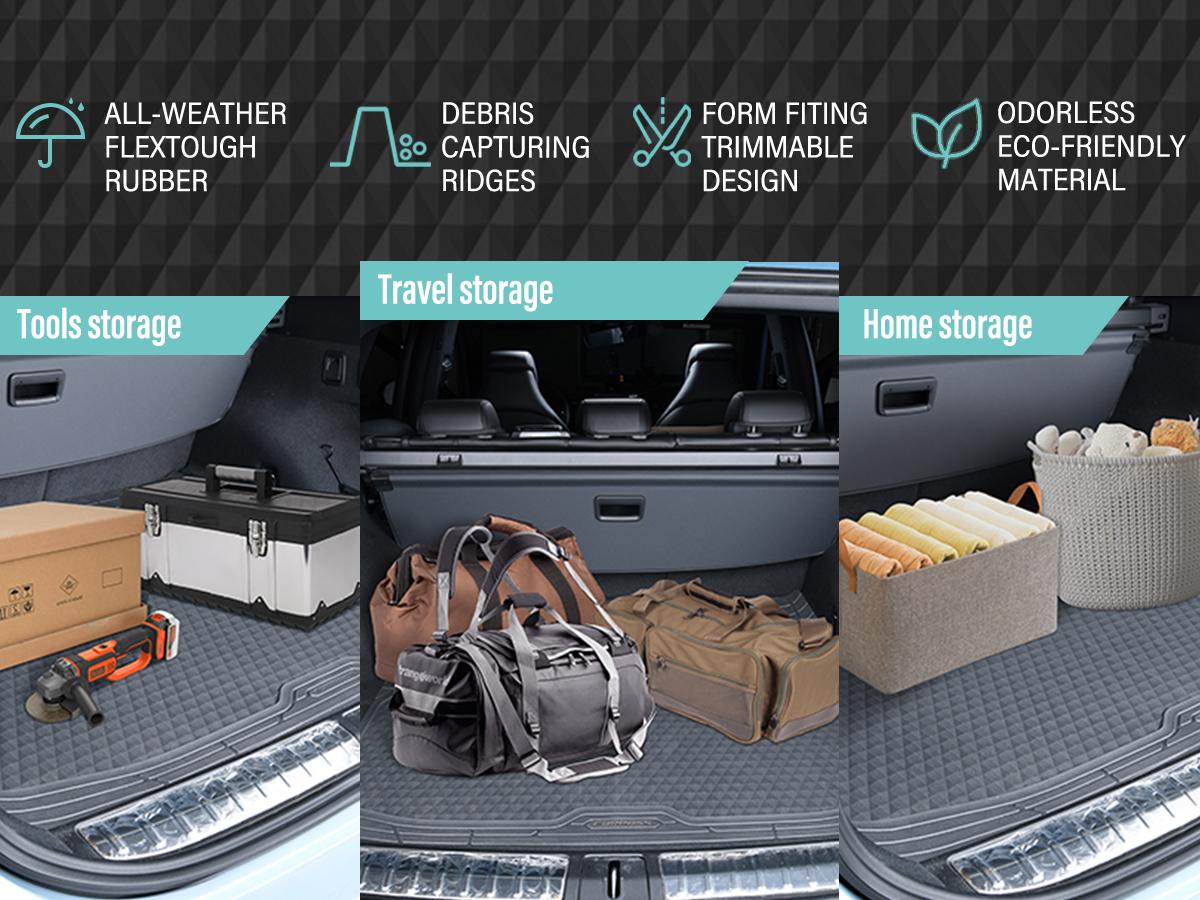 CAR PASS 3pcs Heavy Duty Rubber Car Mats, Deep Dish All-Weather Floor Mat for Car Full Set Durable Anti-Slip 3D Rhombus Waterproof Trim to fit Liner Universal Fit Automotive,Sedan,SUV,Truck Vehicle Carbon