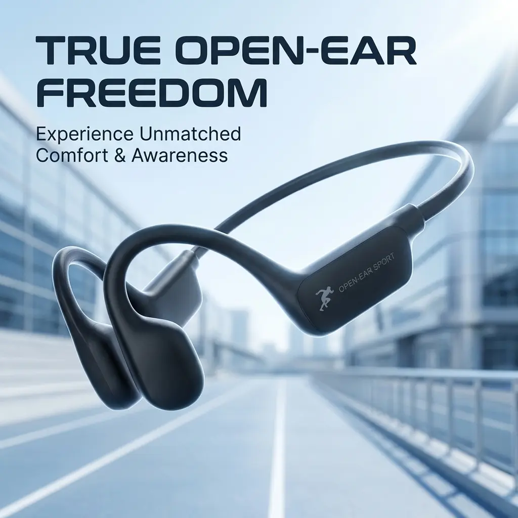 MZYJBL Bone Conduction Headphones - Wireless Sports Noise-Canceling Open-Ear Wearable, Waterproof Earphones, Bluetooth 5.4, 15-Hour Battery Life, Sweatproof Long-Range Connection