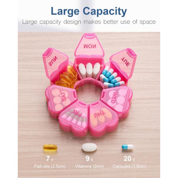 Large Weekly Pill Organizer 7Day Vitamin Case Large Capacity Compartments heart shaped pill container Healthcare Aid medicine organizer med organizer