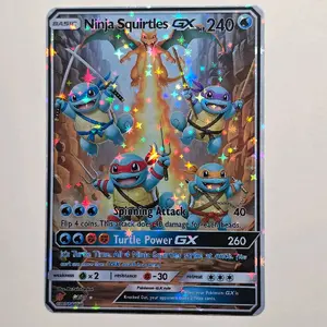 Ninja Squirtles GX Charizard Canyon Chase Edge to Edge Rainbow Holo OR Fractal Glass OR Bubble OR Starry Holo Display Art Card Standard Size Pokemon Back Clean Edges/Corners Combined Shipping