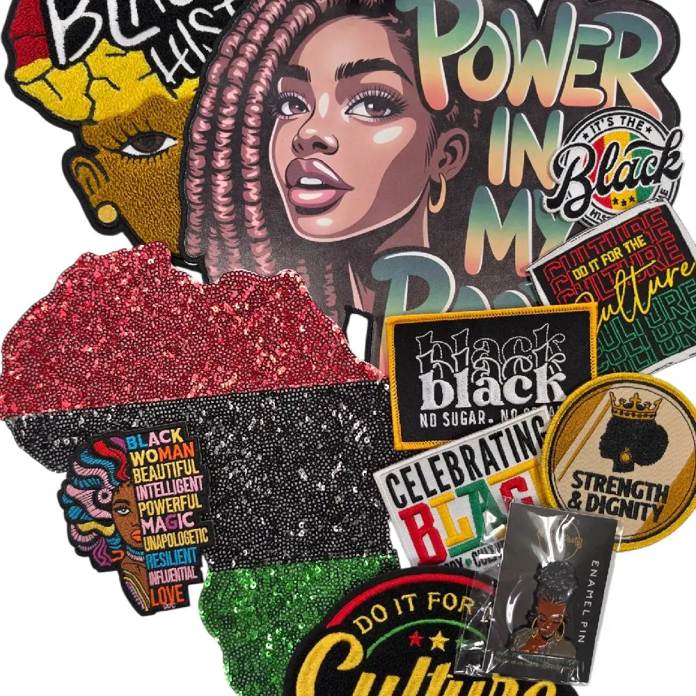 Patch Party Club, 12-Piece "Power in My Roots!" Black Culture Iron-On Patch Bundle | Embroidered Inspirational DIY Fashion Patches | Patch Party Club | $32.97