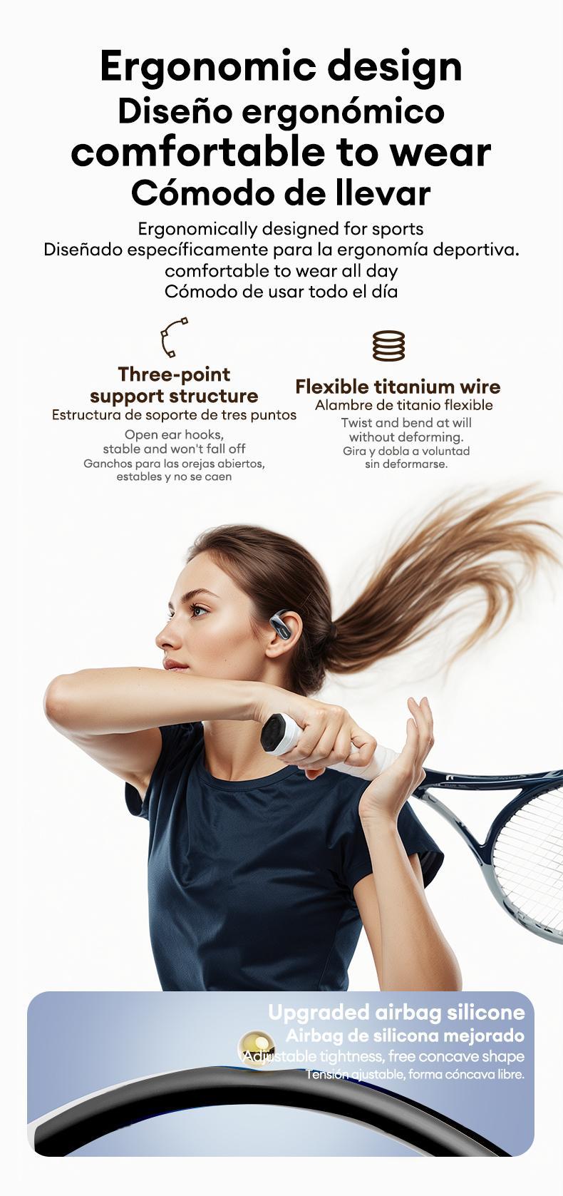 OpenAir Max Intelligent Earphones, OWS Wireless Multifunction Screen Bluetooth Earphones, Support Playing Music Phone Calls Headphones & Meeting Summary Earbuds