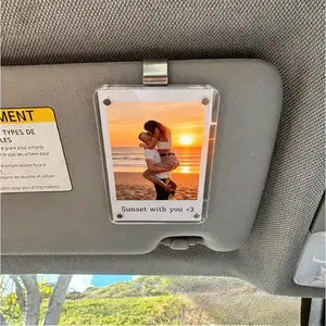 2 PCS Vertical Car Sunshade Photo Frame Clip - Acrylic Snap Clip Universal Fit for Cars, Holds 6*9 Photos, Random Color - DIY Customizable Car Decor, Perfect Present for Couples, Family, Pet Memorabilia