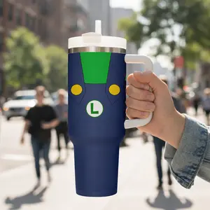 Luiggi Green Plumber Brother Tumbler Cup, Classic Retro Video Game Drinkware For Men Women, Geeky Arcade Gamer Fan Gift Idea | TMGN040326.R2864.ID00