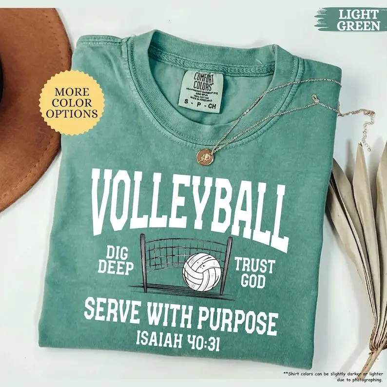 Comfort Colors Volleyball Serve with Purpose Shirt, Christian Volleyball Tshirt, Volleyball Coach Tee, Volleyball Player Gift, Sport Mom Tee