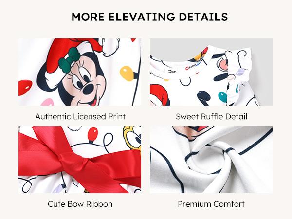 PatPat Disney Baby Girl Dress Mickey & Friends Print with Bow Holiday Outfit for Photos Festive Mickey & Friends Print Dress，easter