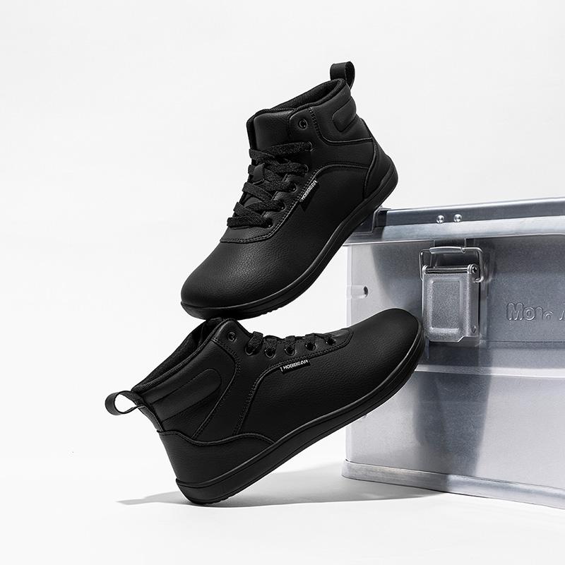 HOBIBEAR City Wide-Fit Shoes for Women, Sports Casual Mid-Cut Leatherette Single Shoes, Solid Color Walking Shoes