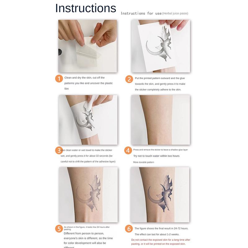 6 Large Graphic Tattoo Stickers, Including 2 With Knife Elements, 2 With Handback Elements, 1 With Bodhi Element, And 1 With Cross Element. They Last For 7-15 Days, Are Water-resistant And Resistant To Friction, And Have A Realistic Effect. They Are