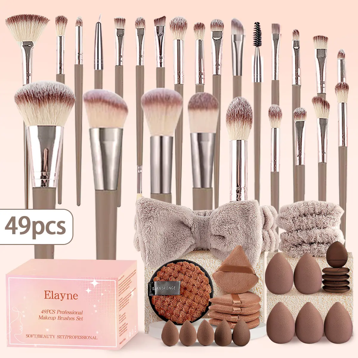 New Upgraded 49-Piece Premium Synthetic Makeup Brush Kit - Face Makeup Brushes for Foundation, Complexion, Eyeshadow, Blush Application with Blending Function, Blending Brush Foundation