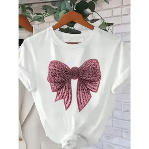 [100% Cotton]  Glamorous And Chic T - Shirt: Stunning Embellished Bow Graphic For A Touch Of Elegance Golf Gift T-Shirt For Men And Women.