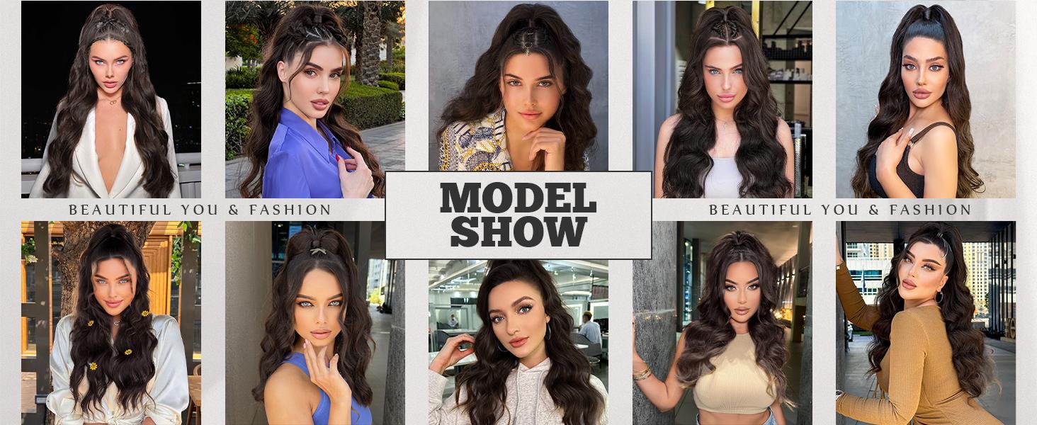 【Flash Sale】Hair Ponytail Extension 26 Inch Long Wavy Drawstring for Women in Dark Brown with Fluffy Hairpiece for Daily Use Synthetic Wig 【Flash Sale】Hair Ponytail Extension 26 Inch Long Wavy Drawstring for Women in Dark Brown with Fluffy Hairpiece for Daily Use Synthetic Wig