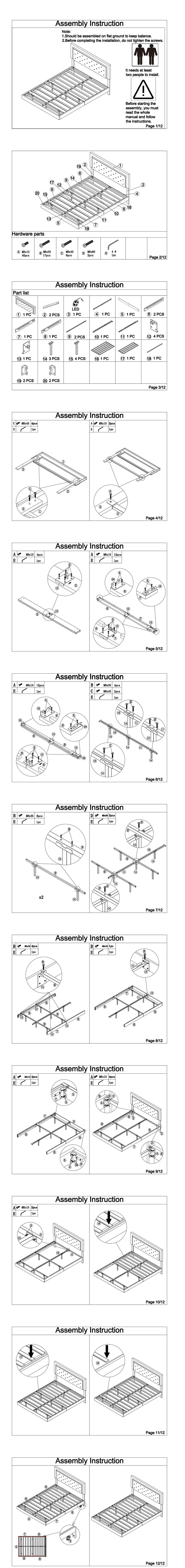 HOMBCK Floating Bed Frame with LED Lights, Upholstered Morden Platform Bed with Diamond Tufted Headboard, No Box Spring Needed, Noise Free, Easy Assembly