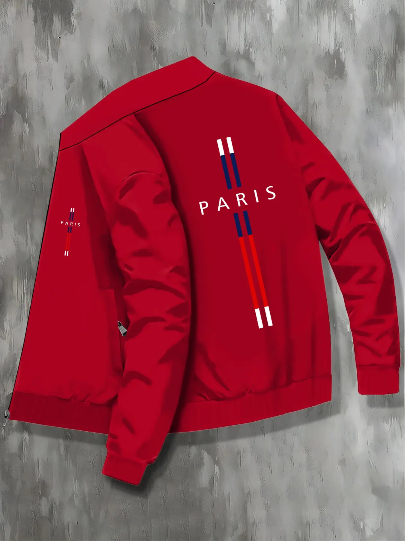 Men's Casual Jacket Outerwear, Zippered Jacket, Casual Fashionable Jacket, Zipper Design, Fashion Stand Collar, Trendy Letter Print Bomber Jacket, Comfortable and Stylish Coat, Casual Comfy Jacket, Streetwear Jackets, Street Style Jacket