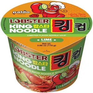 Paldo Fun & Yum Lime Lobster Instant Big Cup Noodles with Soup, Lime Lobster Seafood Flavor 110g 3.88 oz (Pack of 6)