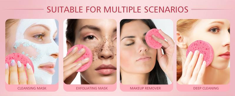 LMMAKE Natural Facial Cleansing Sponges 20pcs Heart-Shaped Puffs for Makeup Removal & Gentle Exfoliation Chemical-Free 100% Natural Material for Sensitive Skin Care Perfect for Travel Daily SPA Rituals & Eco-Conscious Beauty Regimens