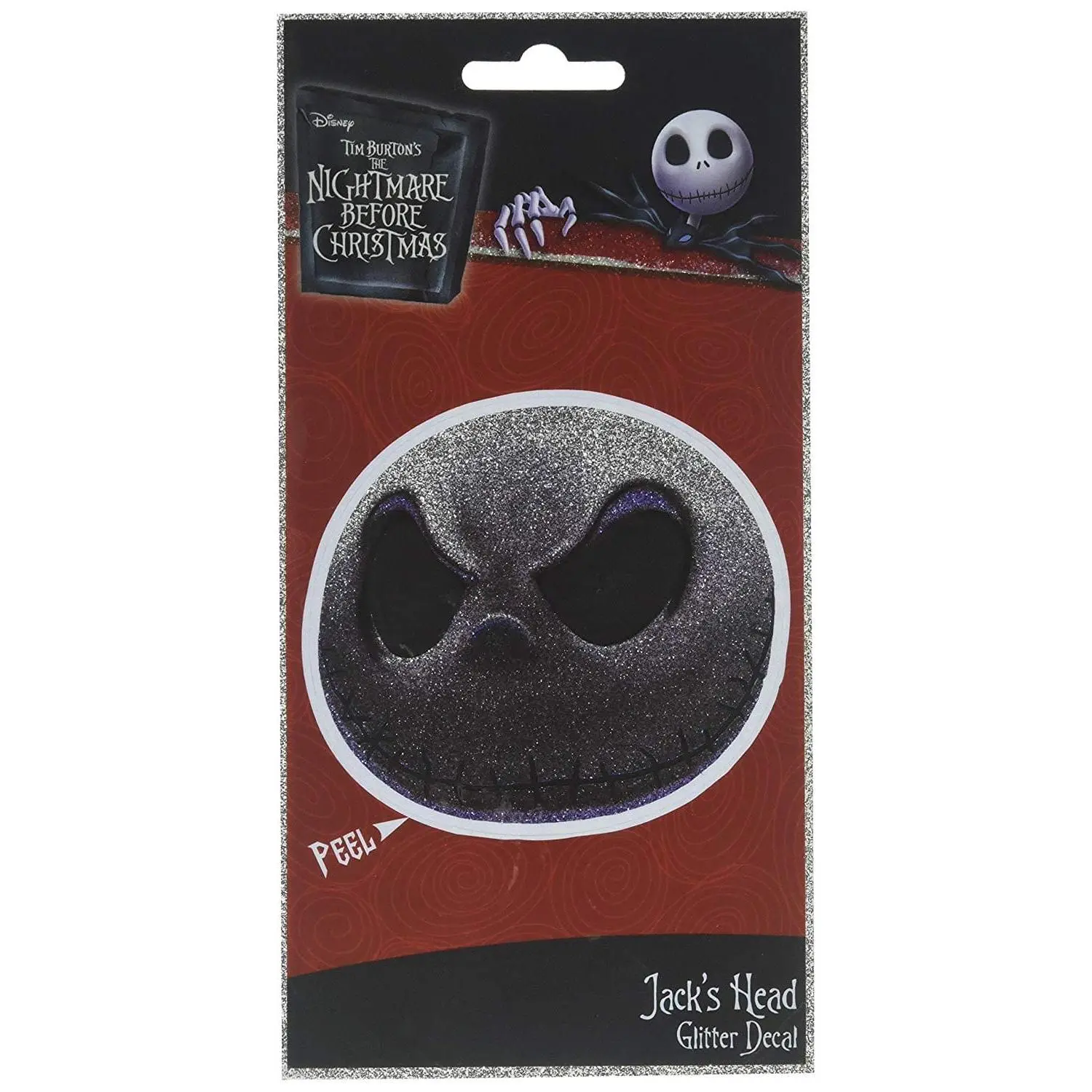 Nightmare Before Christmas Jack Face Glitter Decal, 4x8 in, Home Decor Accessory