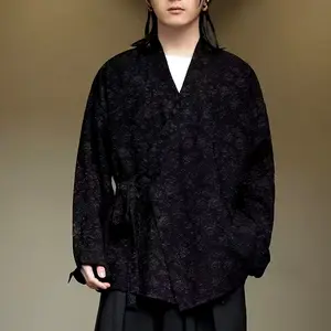 Retro Yohji Style Floral Embroidered cardigan kimono Sense Shirt or Light jacket Unisex, Japanese Korean Stylish